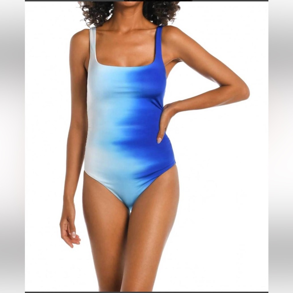 NWOT La Blanca Ocean Oasis Lingerie Tank One-Piece Swimsuit Blue & White Sz 8